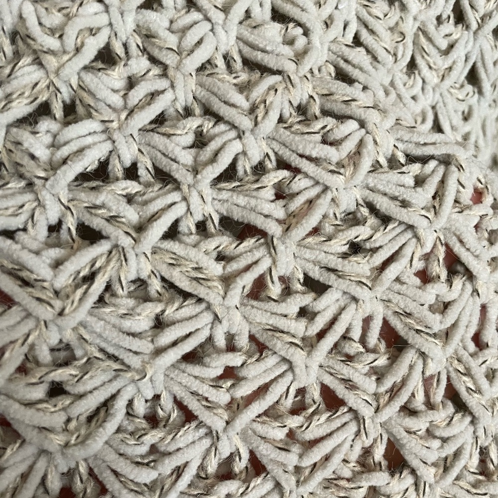 Woven Heart V-Neck Open Knit Sweater in Oatmeal - Picture 9 of 10